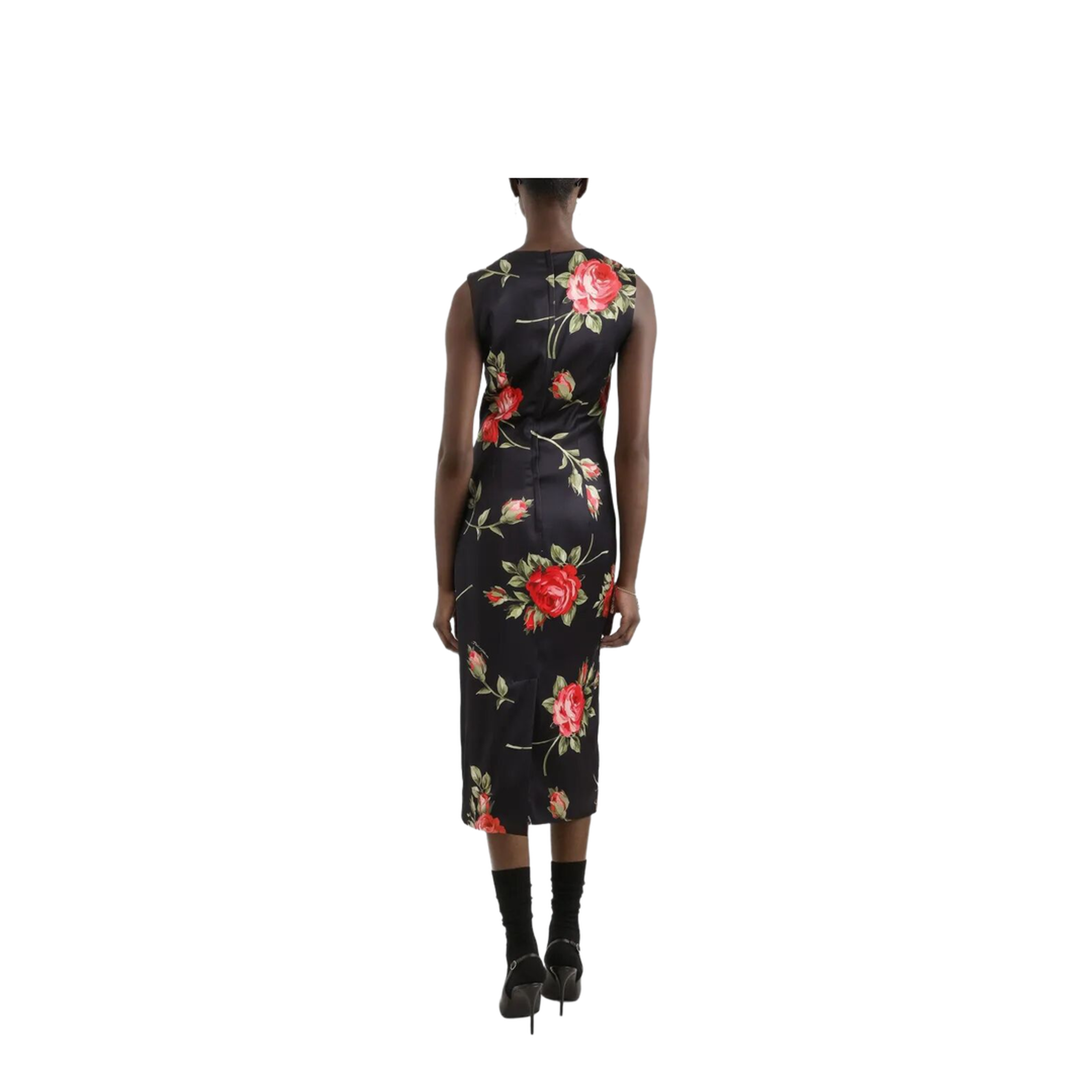 MAYFEYR - Dolce & Gabbana - Rose Bouquet-Print Satin Sheath Dress - F6GASTFSICD