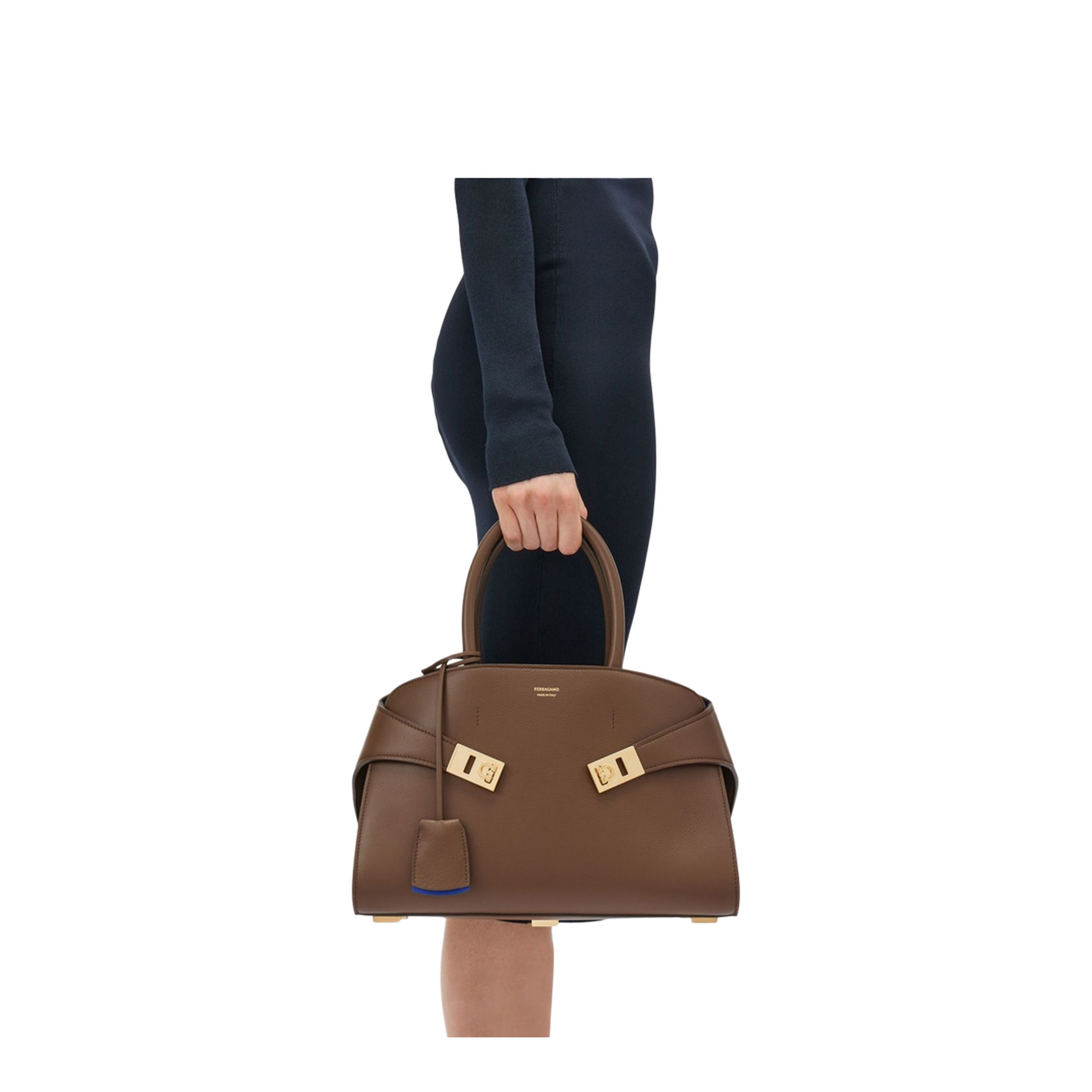 Small Leather Hug Tote Bag