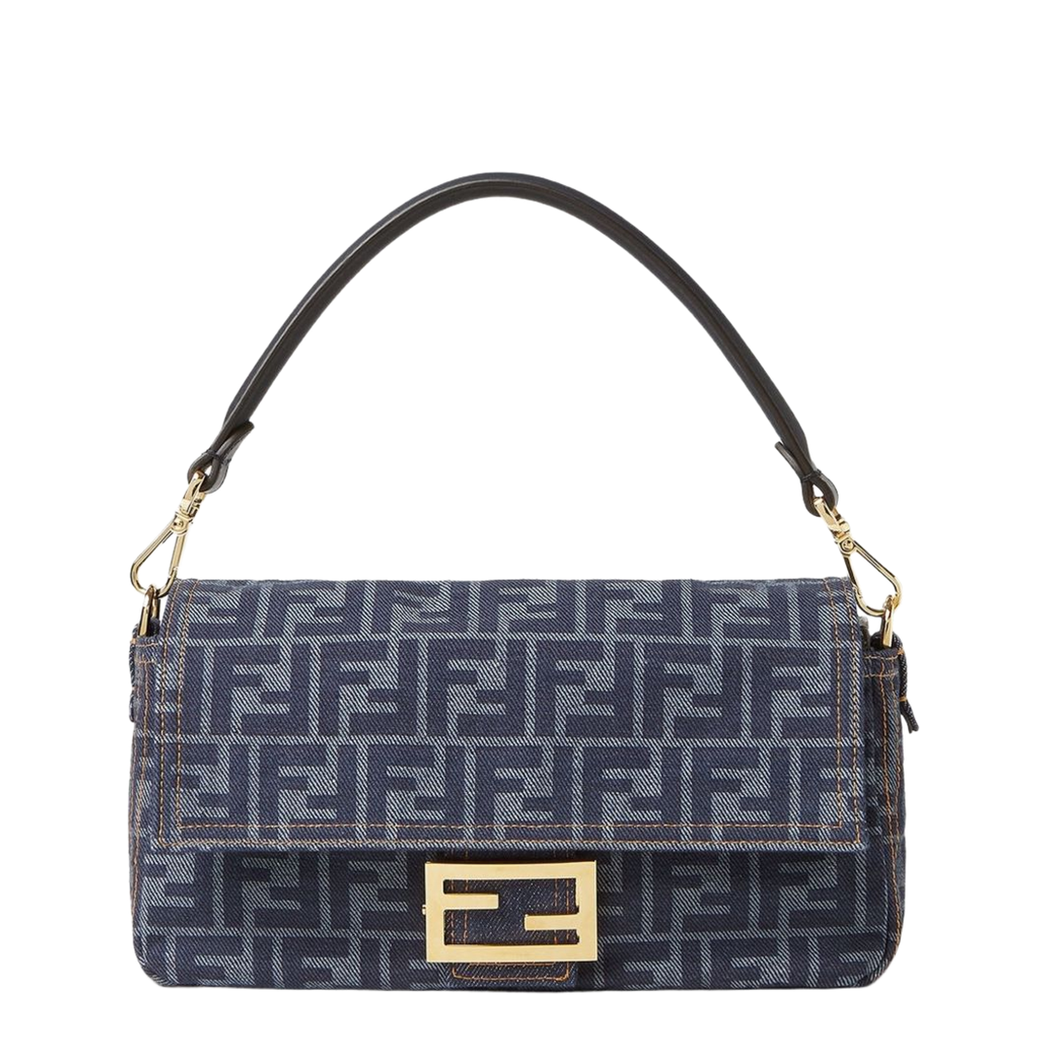 Baguette Medium Denim Shoulder Bag - Blue