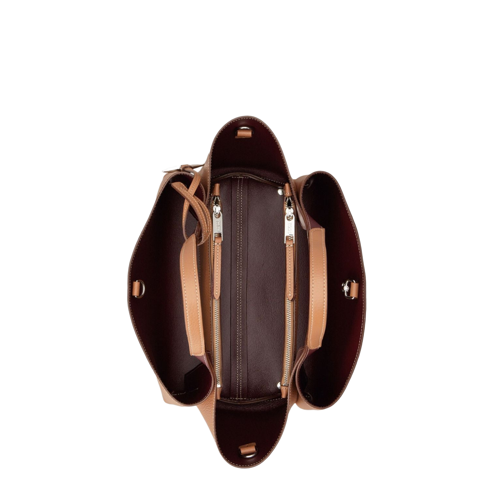 Light Brown Calfskin Mini Handbag with 2 Handles and Shoulder Strap