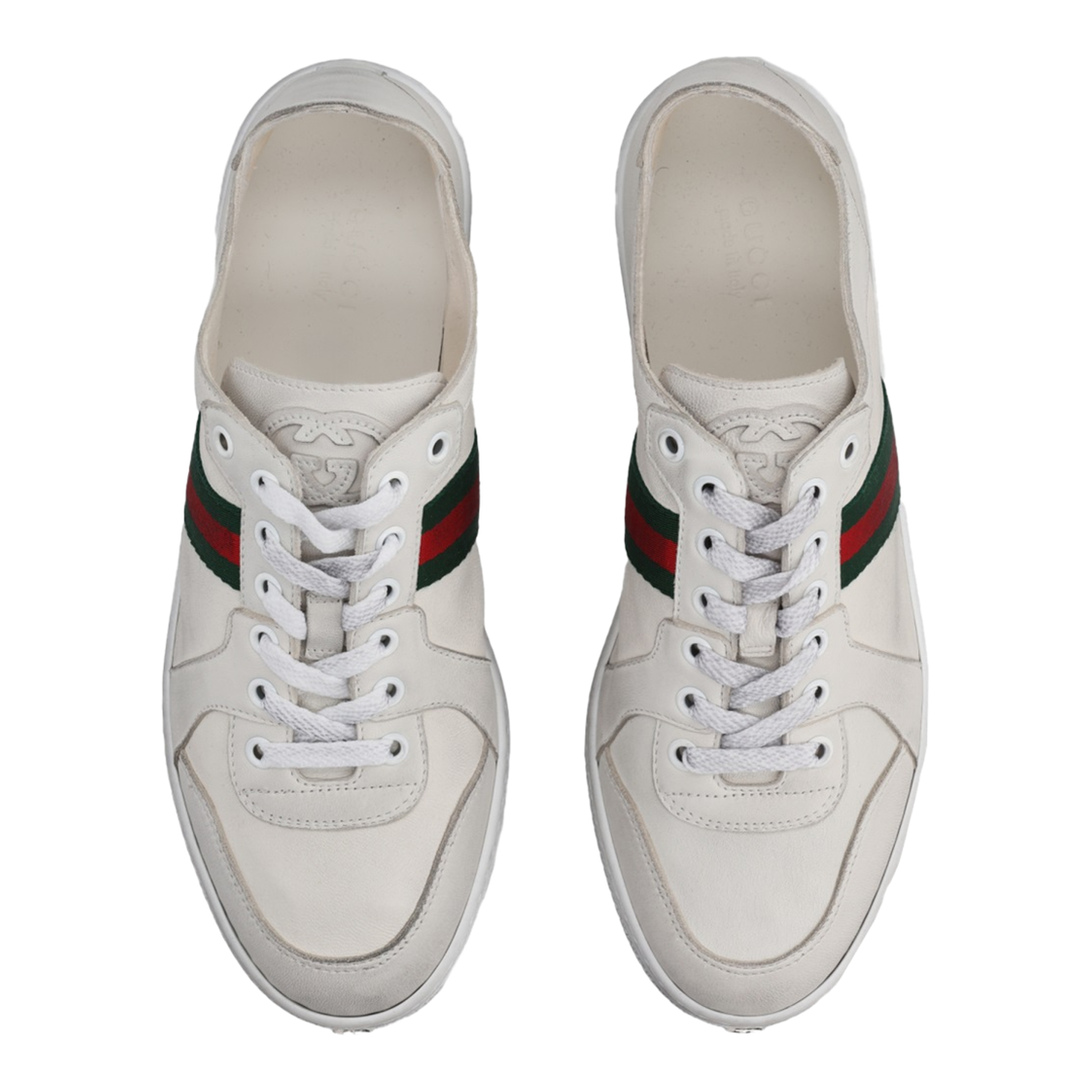 Stretch Low-Top Trainer in White Leather