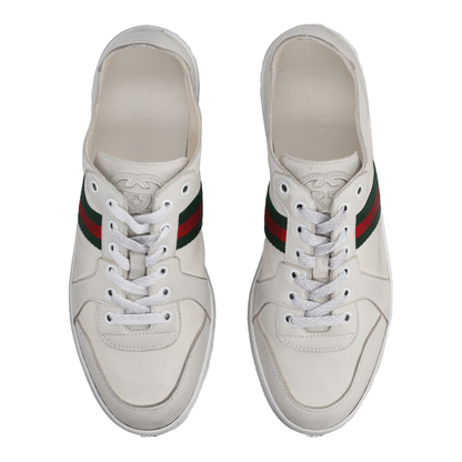 Stretch Low-Top Trainer in White Leather