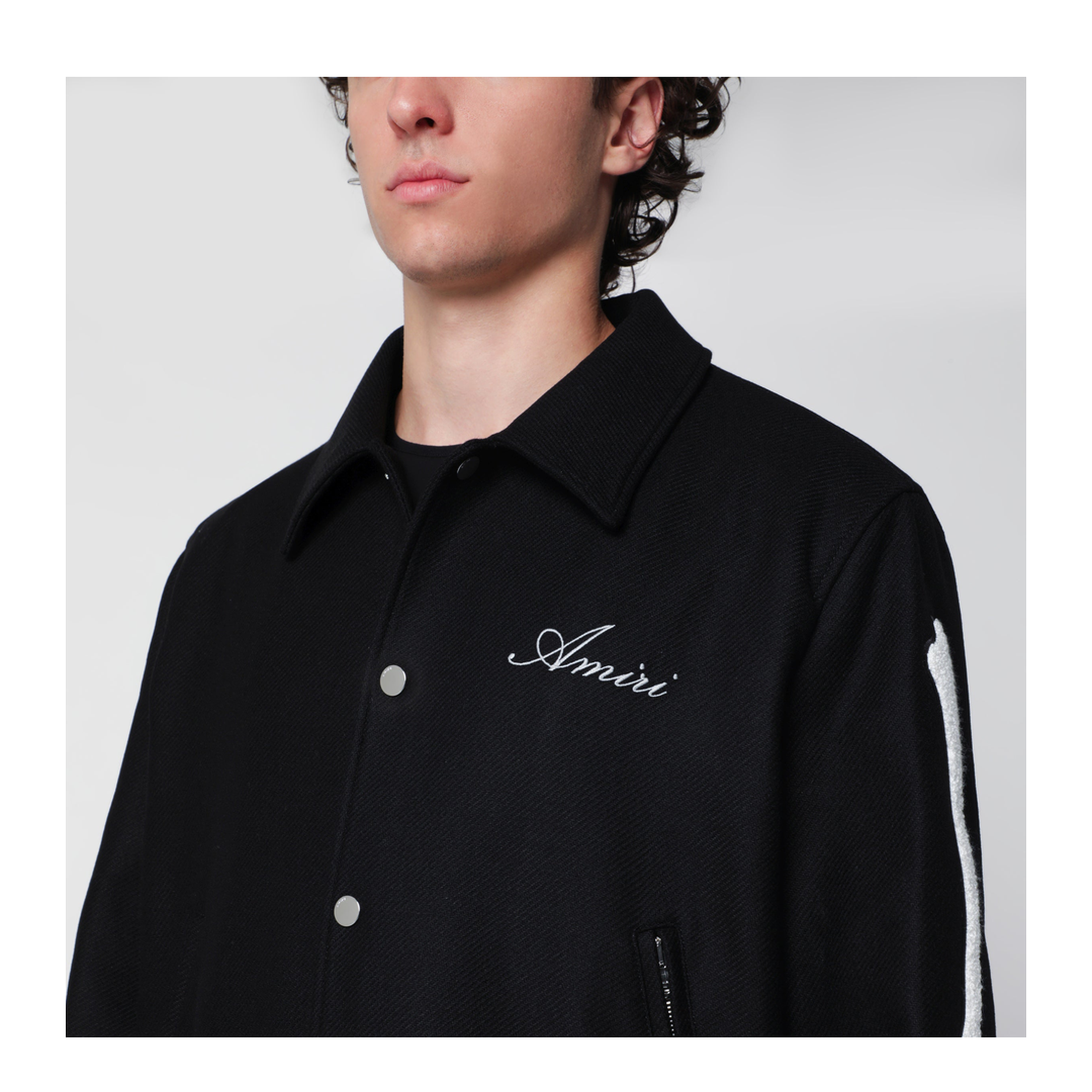 MAYFEYR - Amiri - Black Wool Blend Jacket With Logo - AMOUVY1007WE099