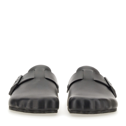 Balenciaga Black Sunday Clogs with Logo Strap