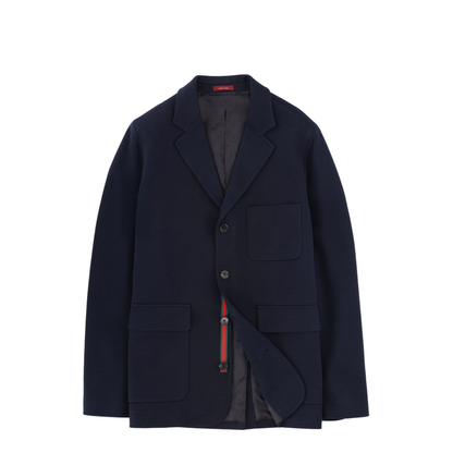 Single-breast Cotton Jersey Jacket in Dark Blue