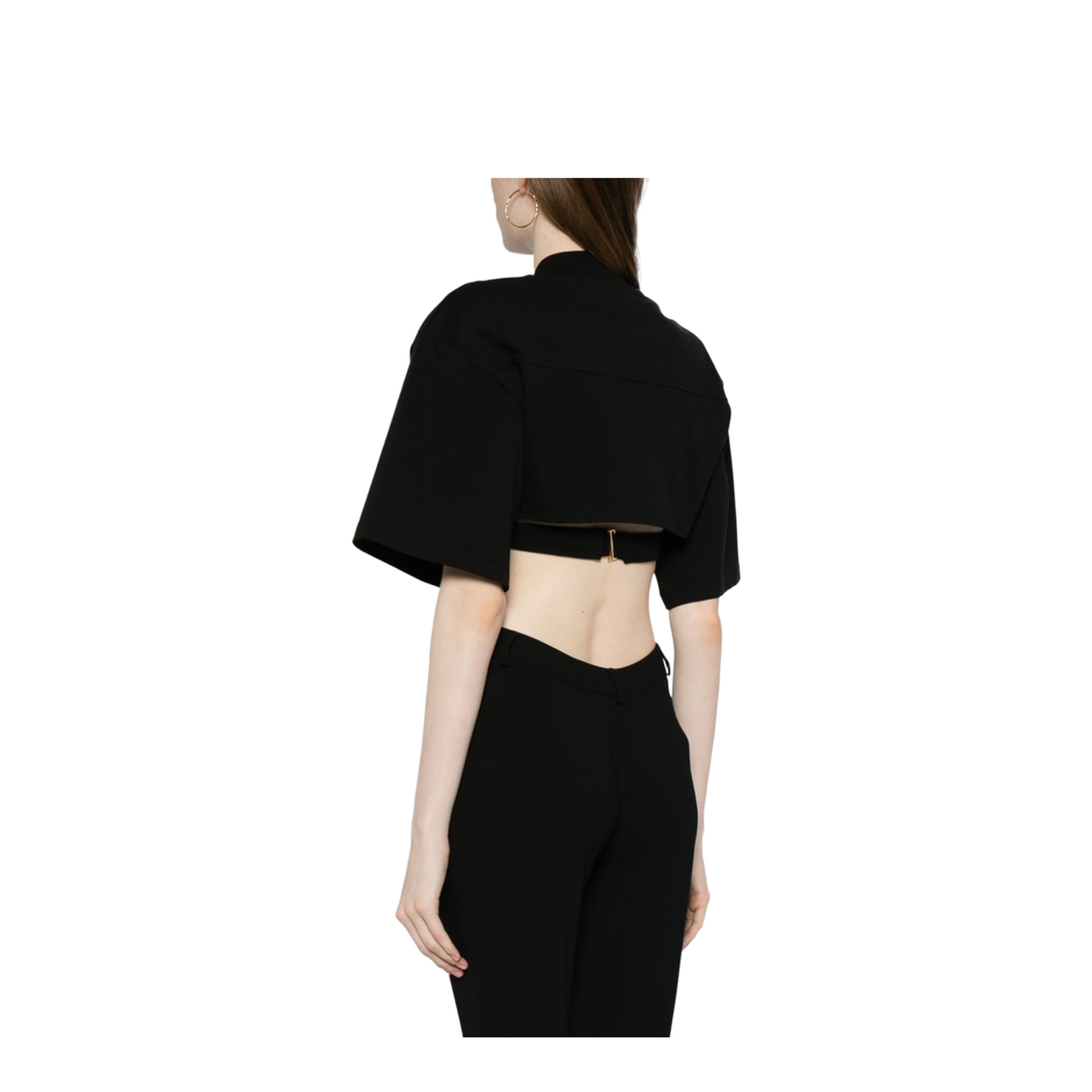 Black Cotton T-shirt with Cut-out Detailing