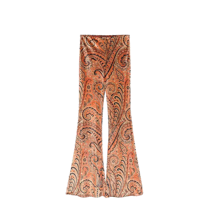 Paisley Print Flared Viscose Trousers