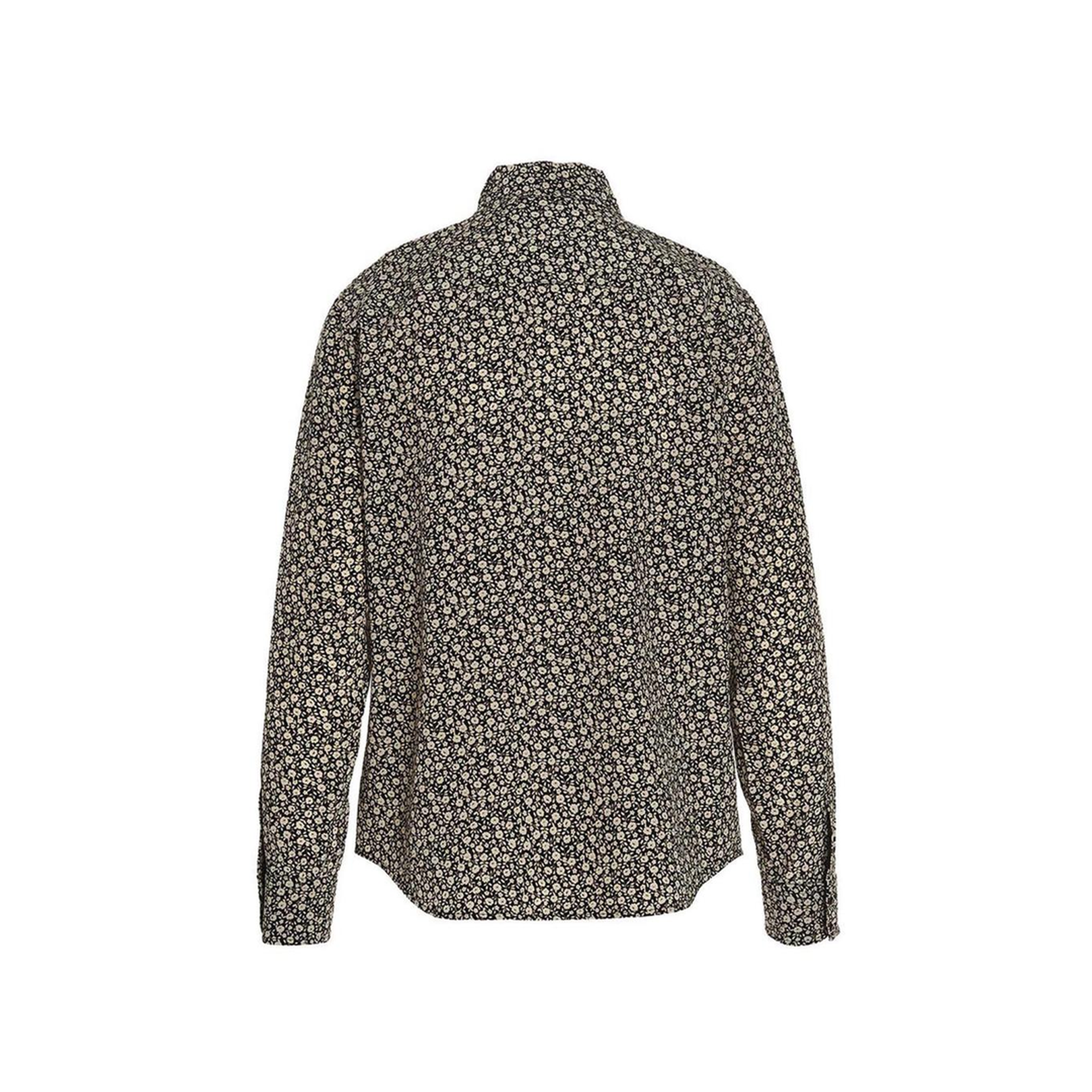 Floral Silk Shirt with Bow Collar
