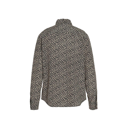 Floral Silk Shirt with Bow Collar