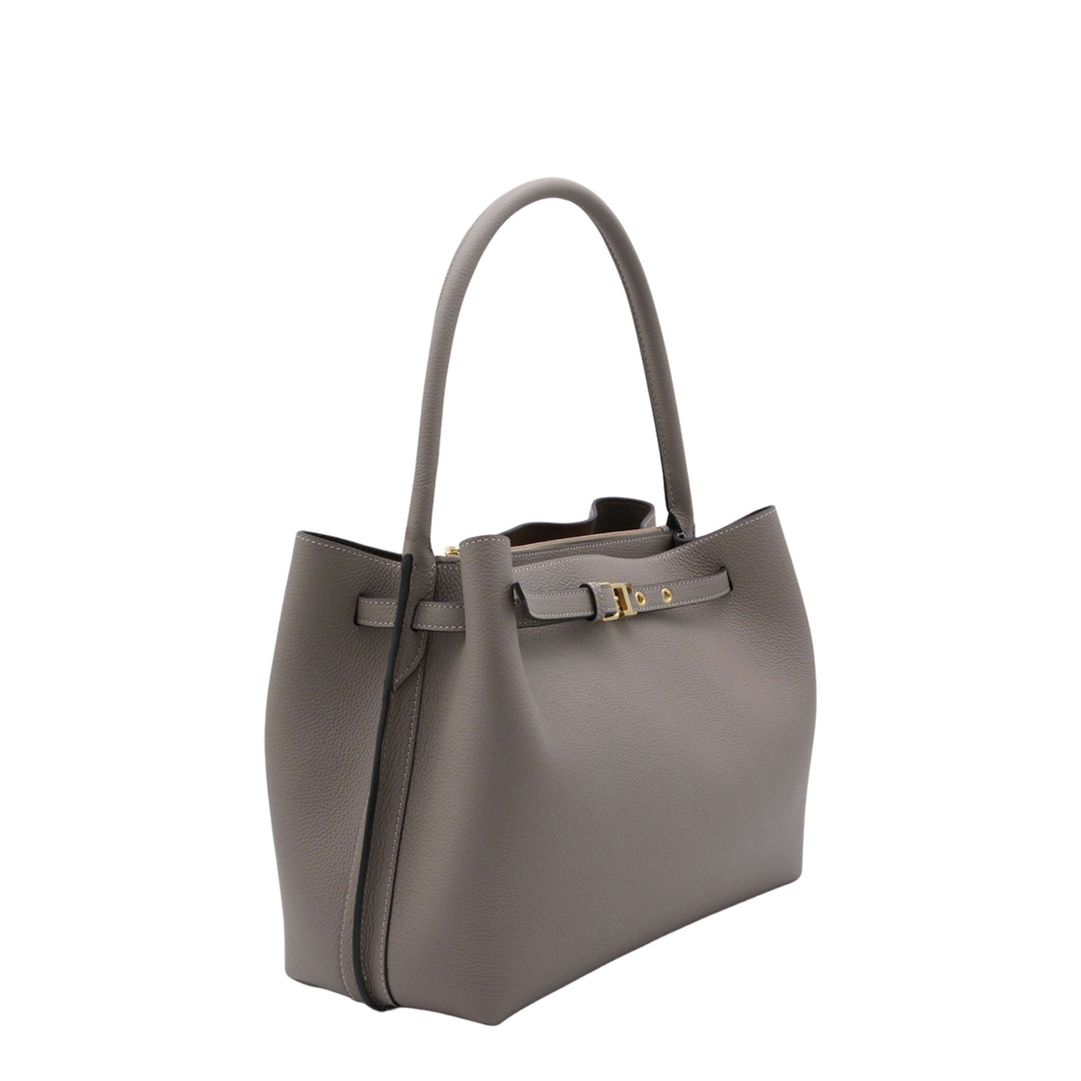 T Timeless Small Calf Leather Tote Bag - Beige Taupe