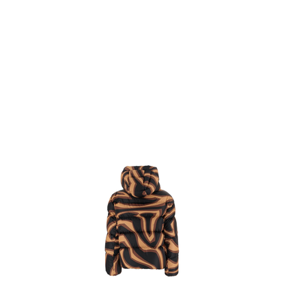 Printed Nylon Down Jacket In Brown