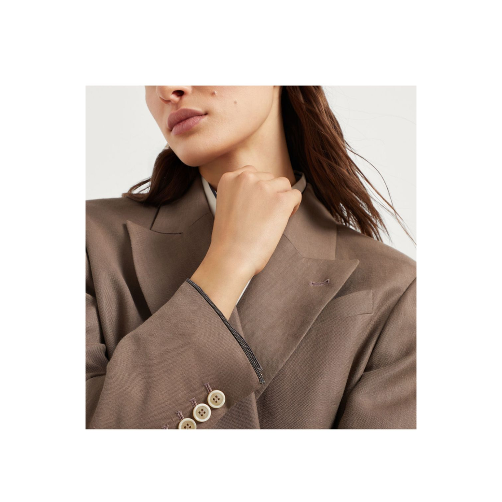 Linen Blend Double-Breasted Jacket