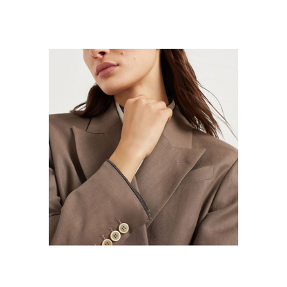 Linen Blend Double-Breasted Jacket