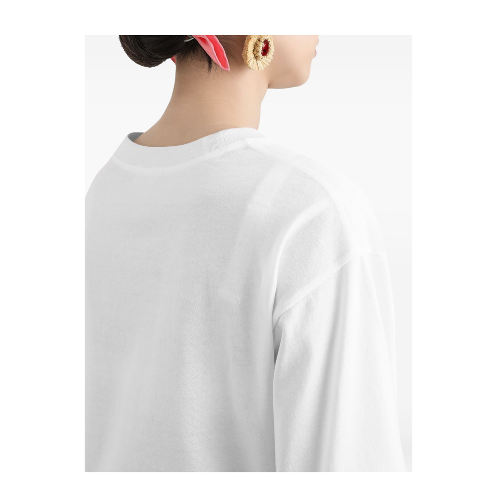 Flower-print Short-sleeved T-shirt in White