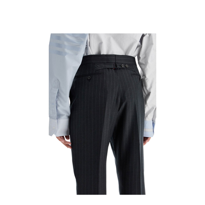 Grey Pinstripe Pants With Concealed Closure
