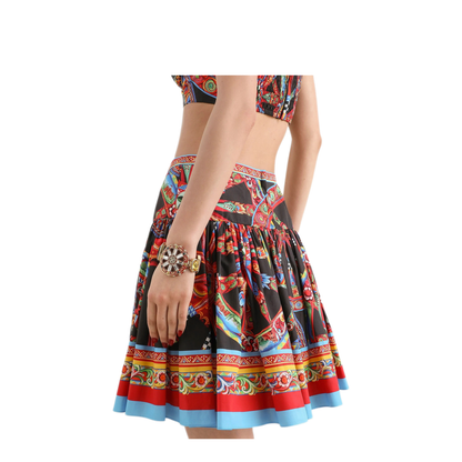 MAYFEYR - Dolce & Gabbana - Mini Skirt In Poplin Carretto Print - F4CFATGDDTFS9000