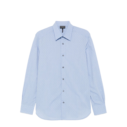 Cotton Shirt with All-Over Jacquard Logo