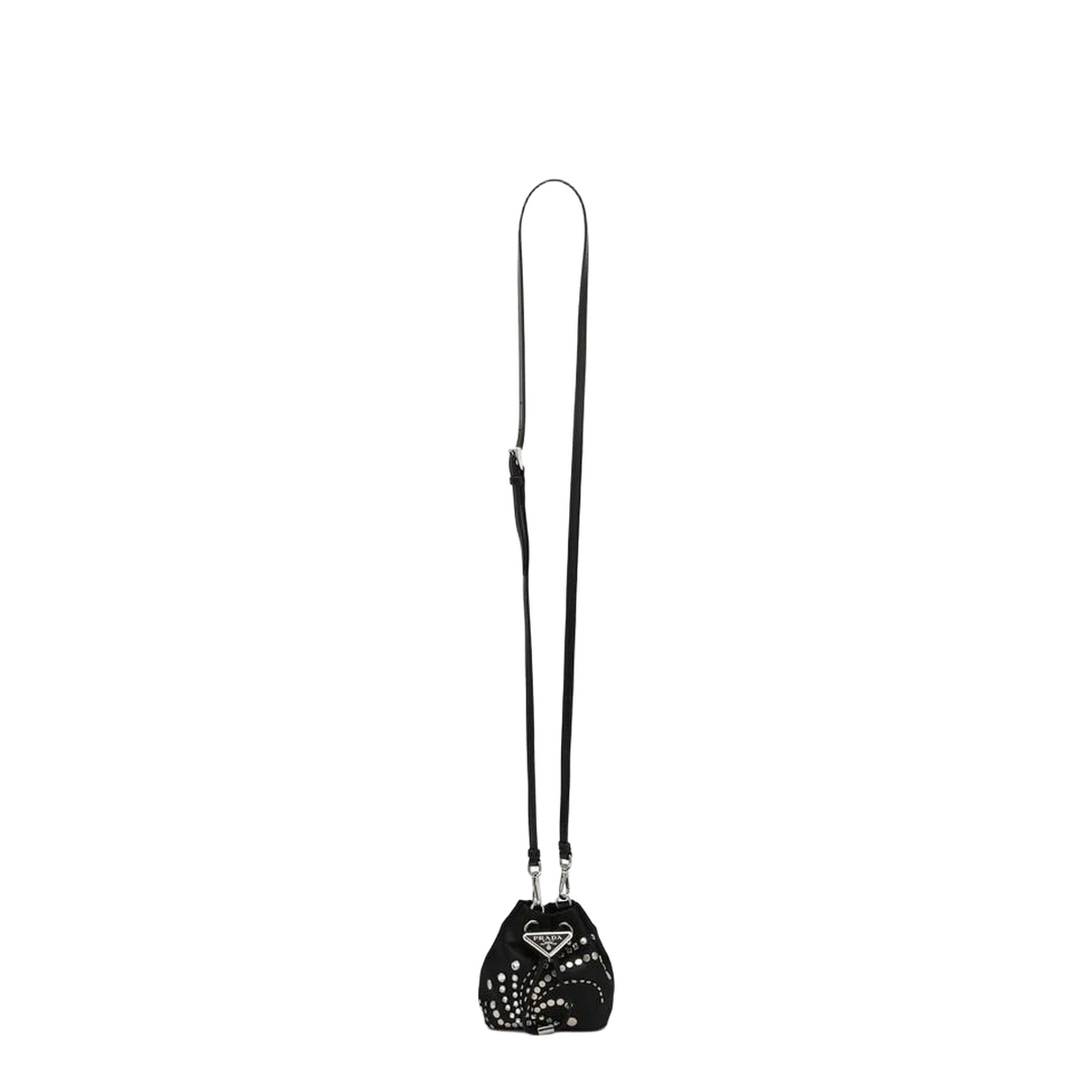 Black Nylon Mini Pouch with Beads and Crystals