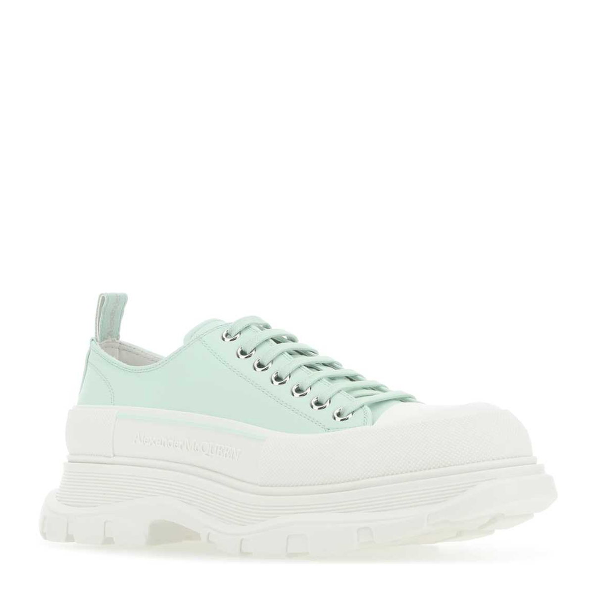 MAYFEYR - Alexander Mcqueen - Sea Green Leather Tread Slick Sneakers - 705662WHZ624615