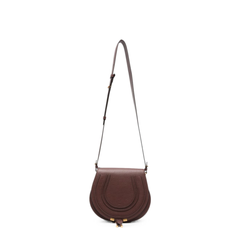 Marcie Small Grained Calfskin Saddle Bag - Crafty Brown
