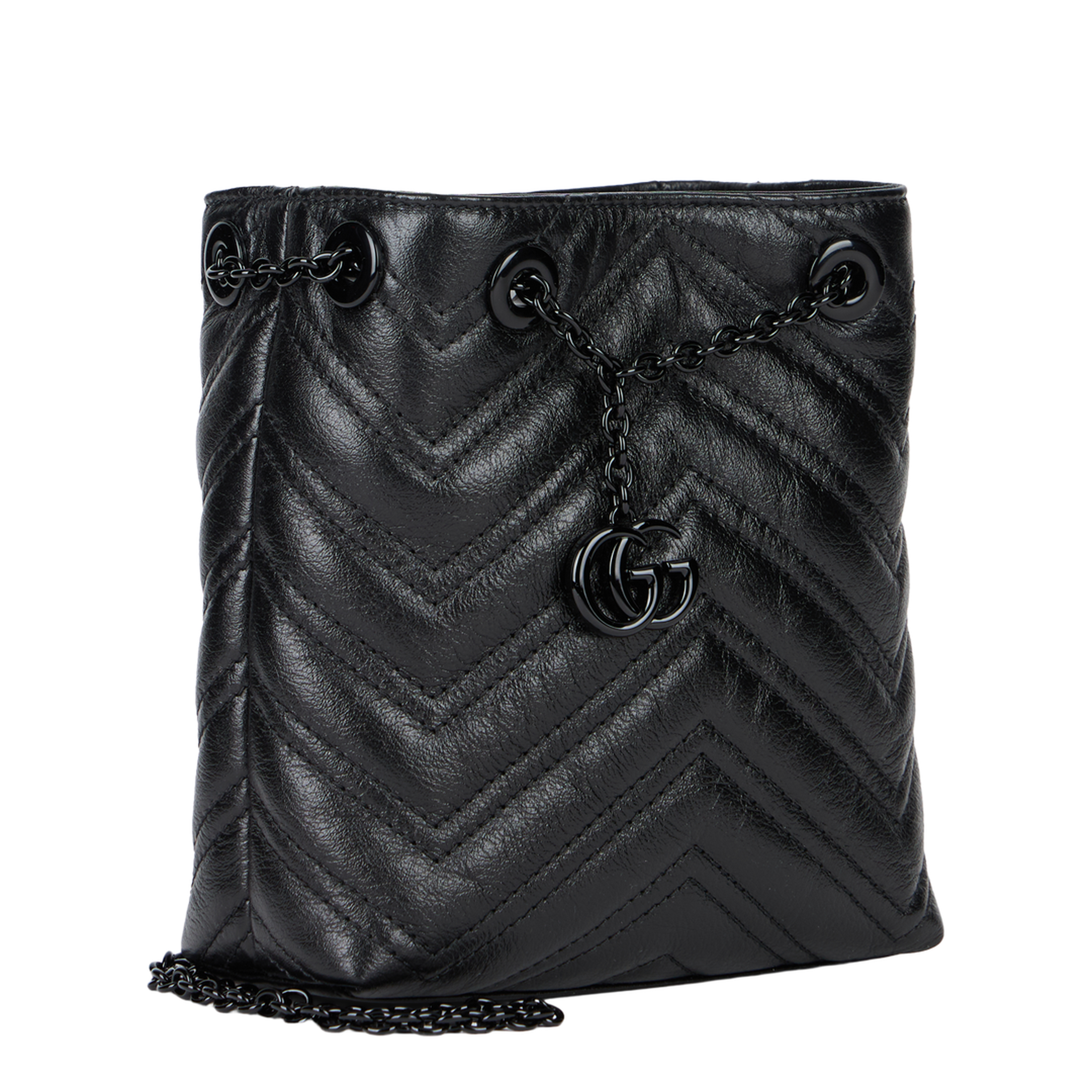 MAYFEYR - Gucci - Black Leather Micro Bucket Bag - 856404AAFS11000