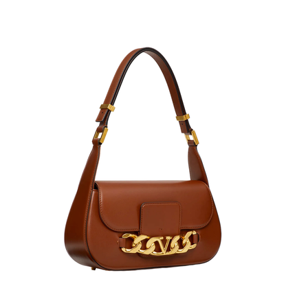 VLogo Leather Shoulder Bag