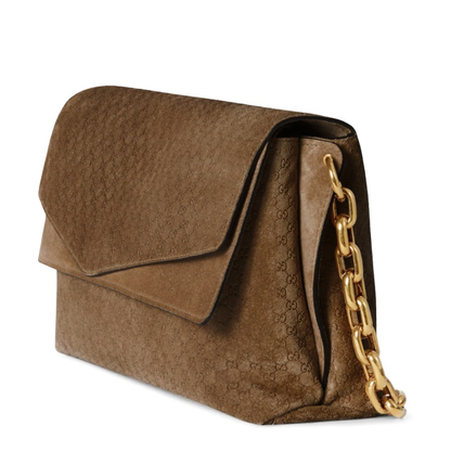 Large Shoulder Bag GG Suede Brown