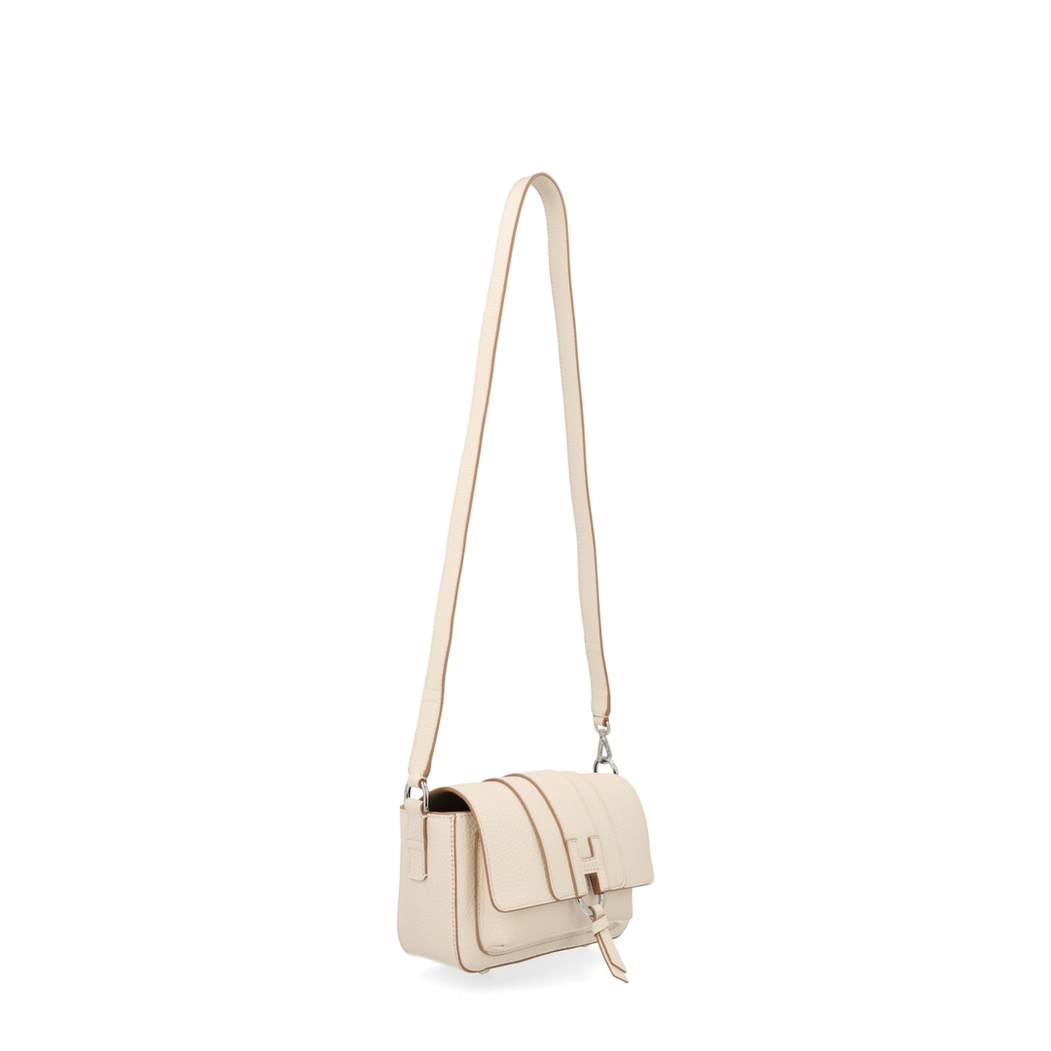 Trend Medium Hammered Leather Flap Bag - Light Beige
