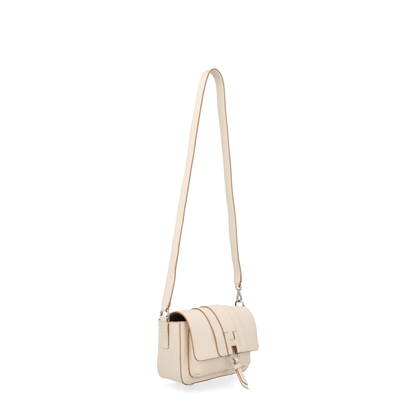 Trend Medium Hammered Leather Flap Bag - Light Beige