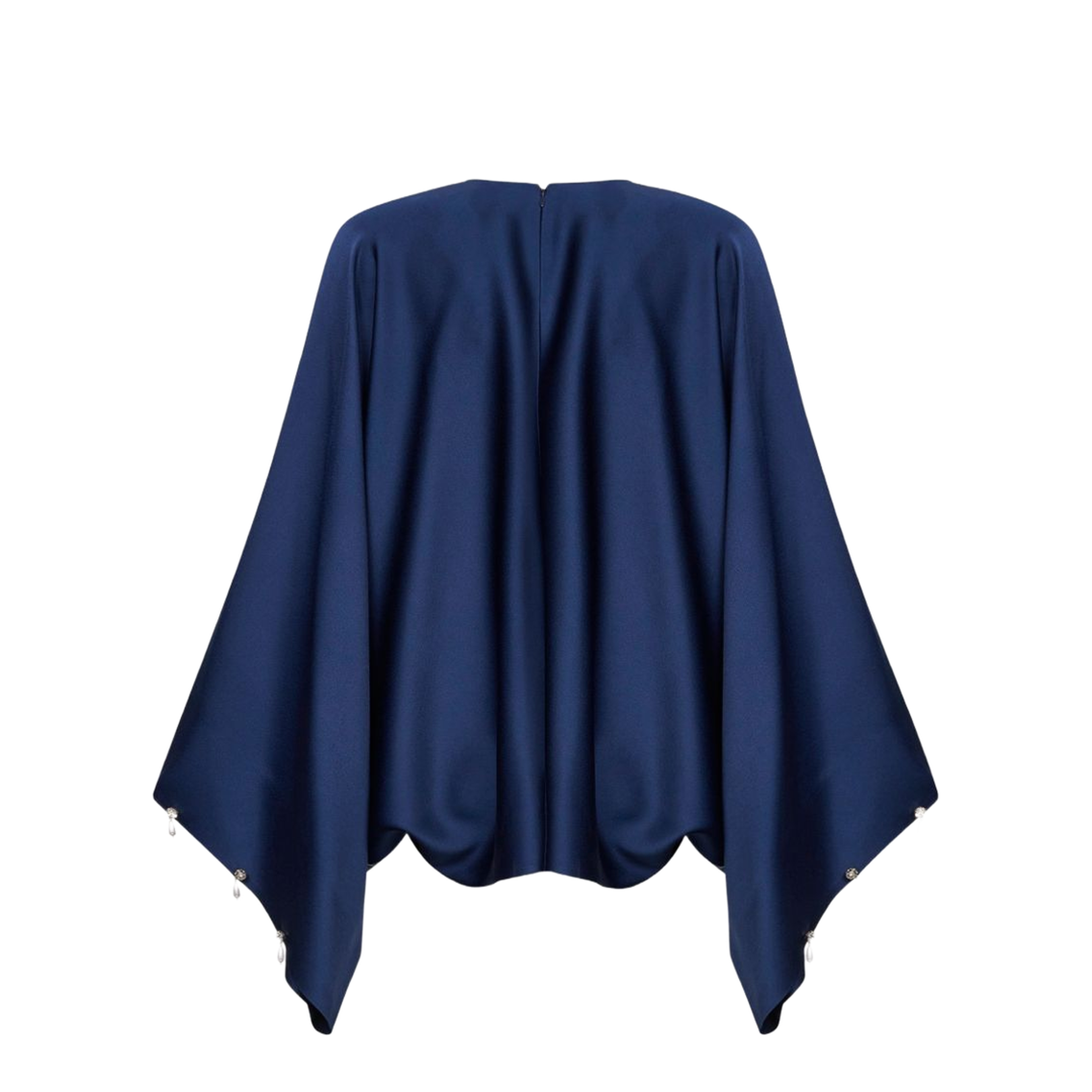Navy Blue Oversized Viscose Satin Blouse