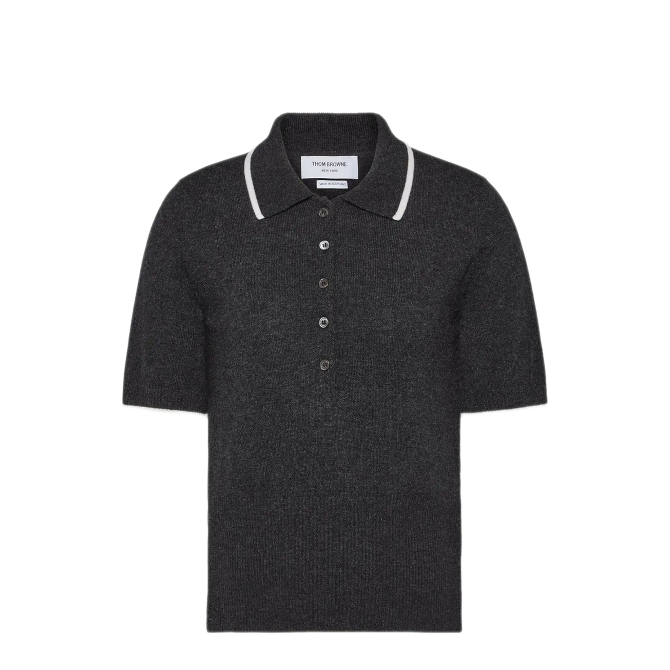 MAYFEYR - Thom Browne - Jersey Intarsia Classic Ss Polo In Cashmere - FKP127AY2001025