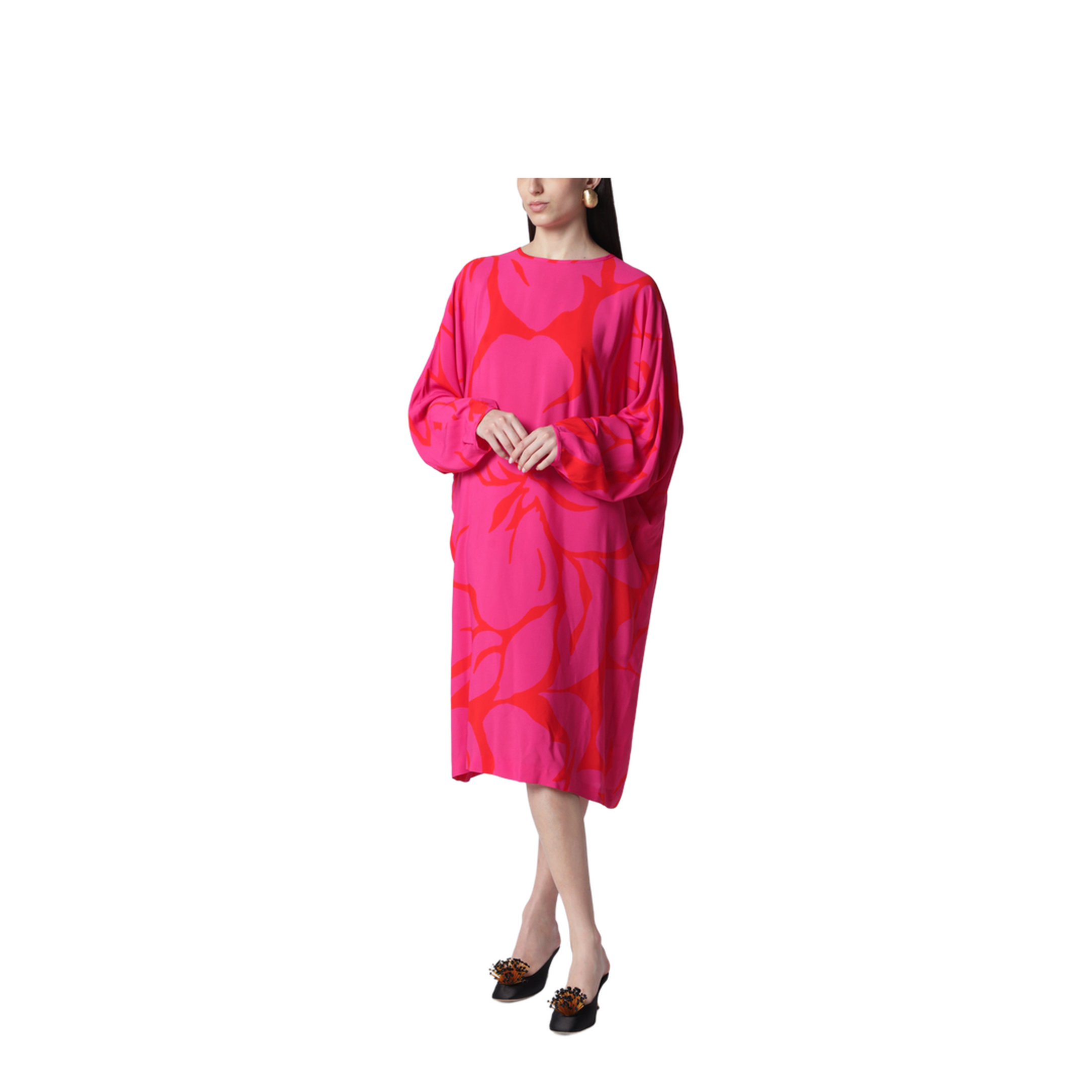 Dress with Fuchsia Print in Viscose