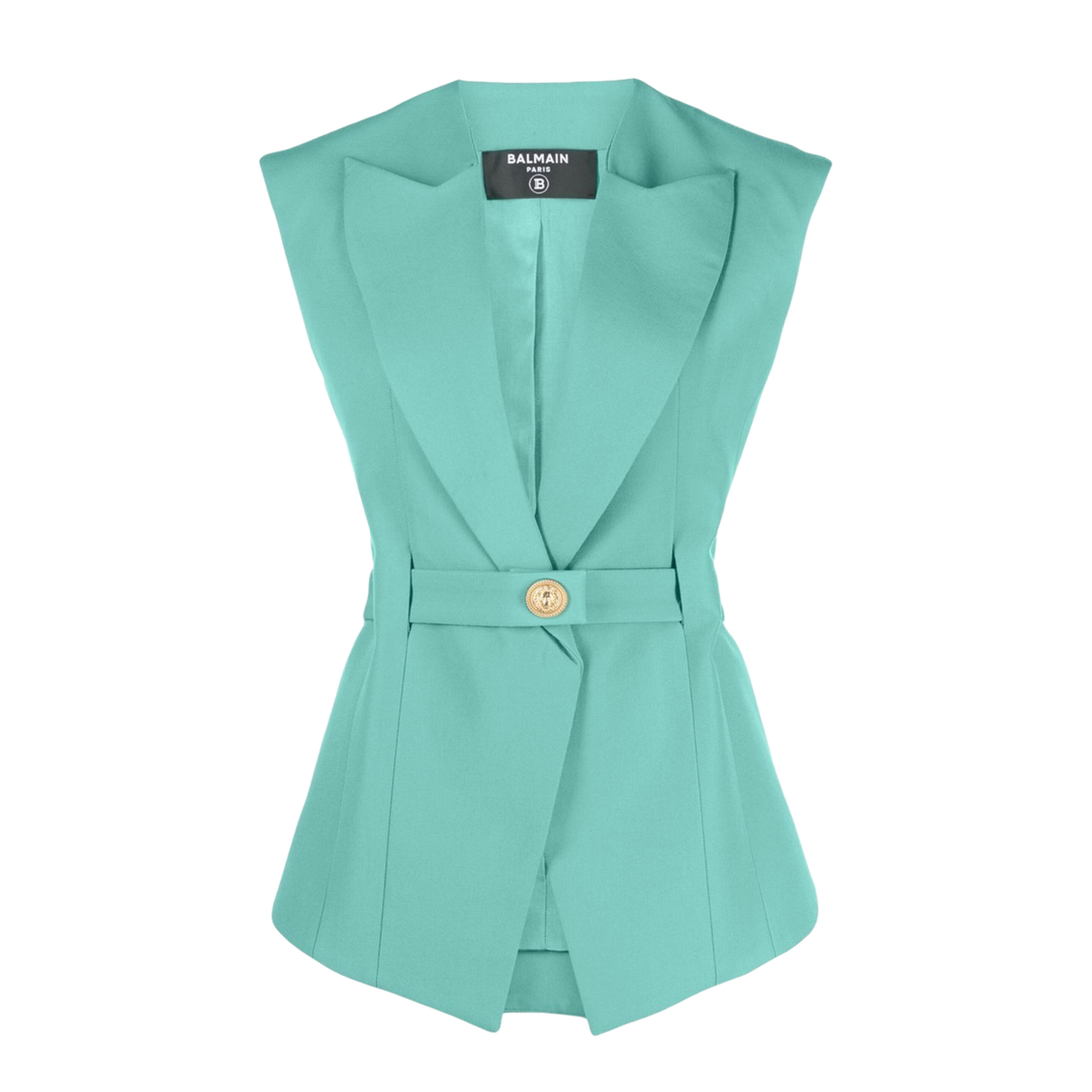 Belted Waist Sleeveless Jacket