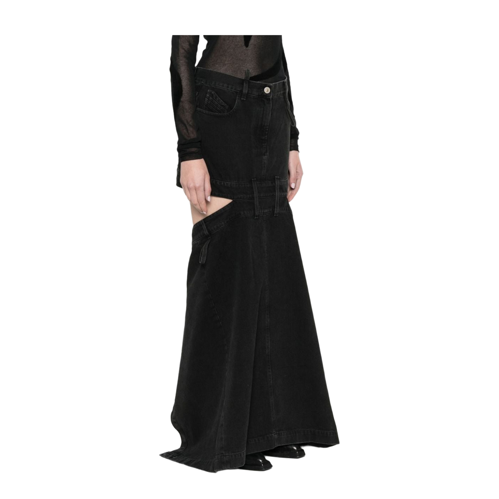 Maxi Cut-Out Denim Skirt