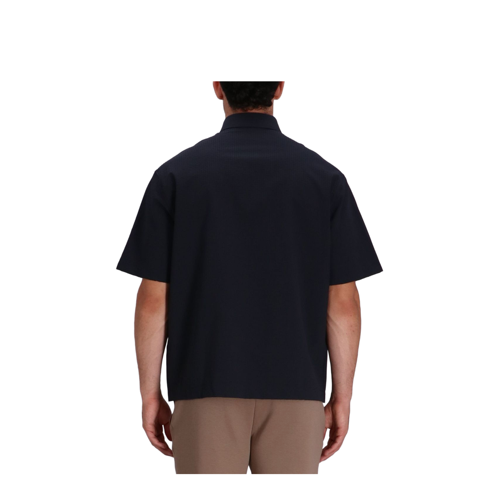 Short-sleeved Oversized Shirt in Nylon Seersucker