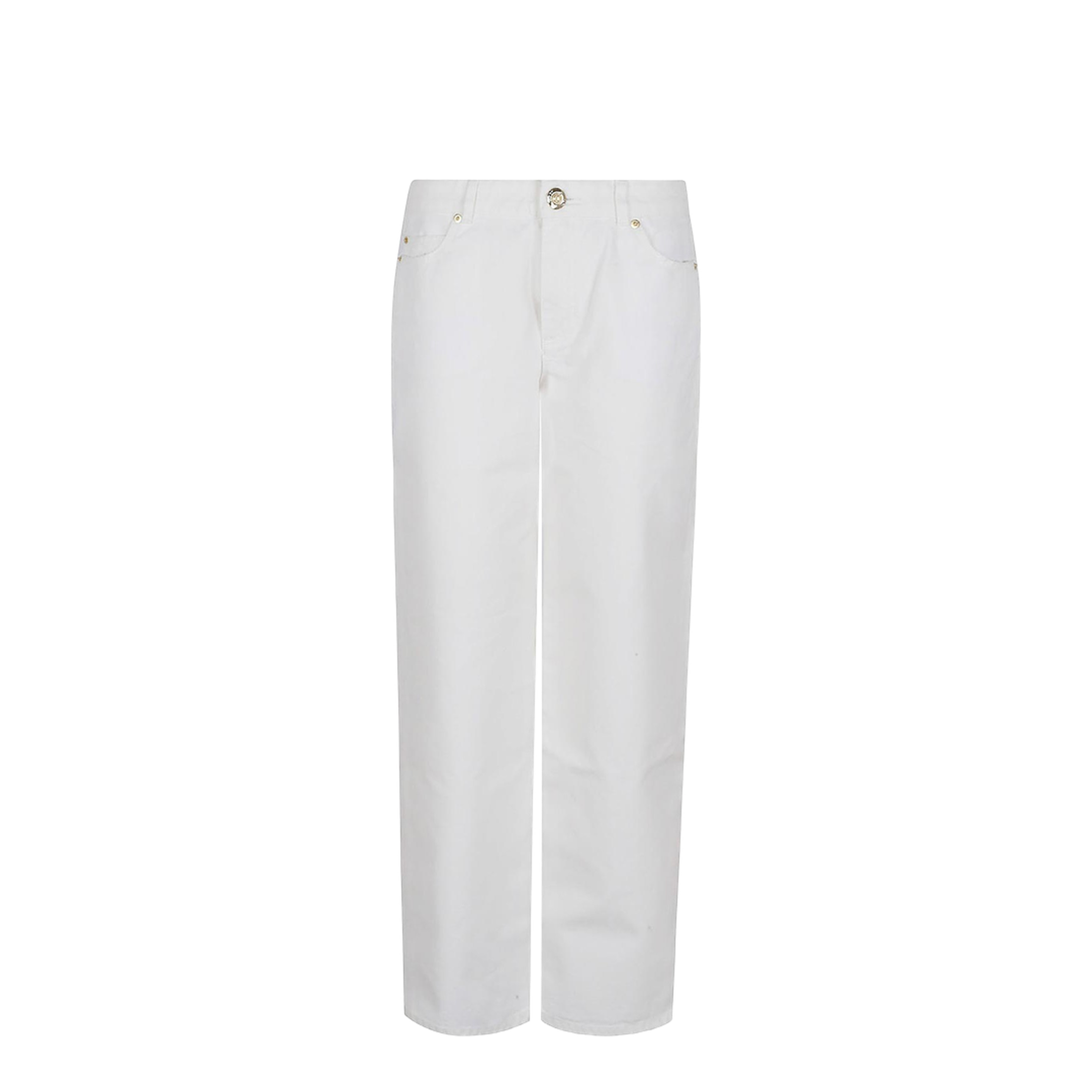Plain Denim Straight Leg Jeans White