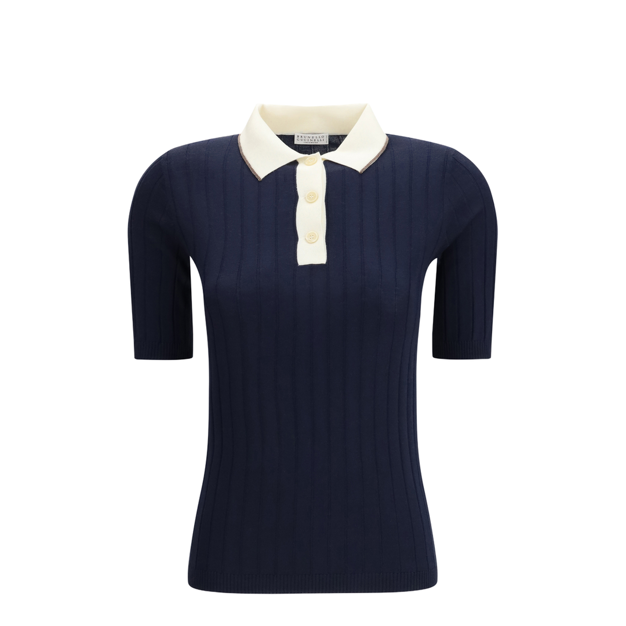 MAYFEYR - Brunello Cucinelli - Short Sleeve Polo In Virgin Wool And Cashmere With Accessory Detail - M14817205