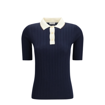 MAYFEYR - Brunello Cucinelli - Short Sleeve Polo In Virgin Wool And Cashmere With Accessory Detail - M14817205