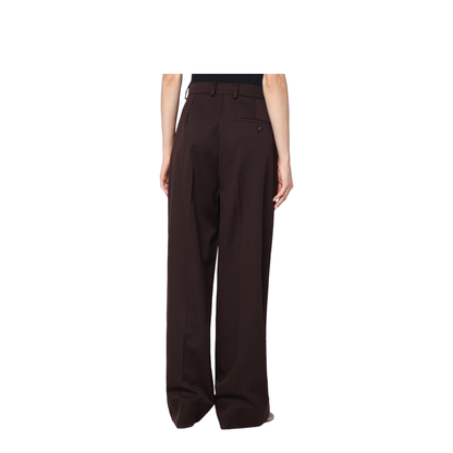 Straight Leg Trousers in Plum Wool