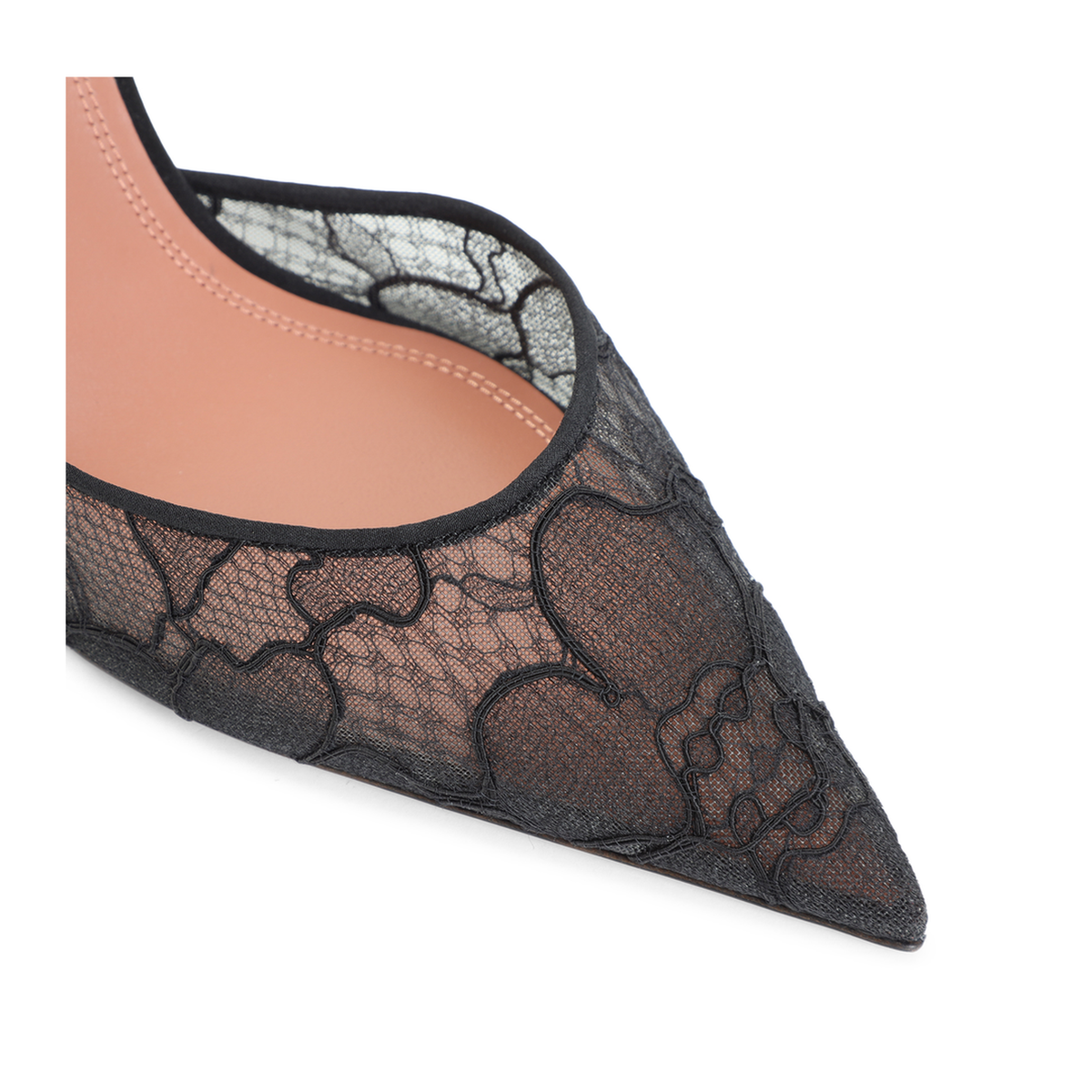 MAYFEYR - Amina Muaddi - Black Holli Lace Sling 95 - 12S357471HOLBLACK