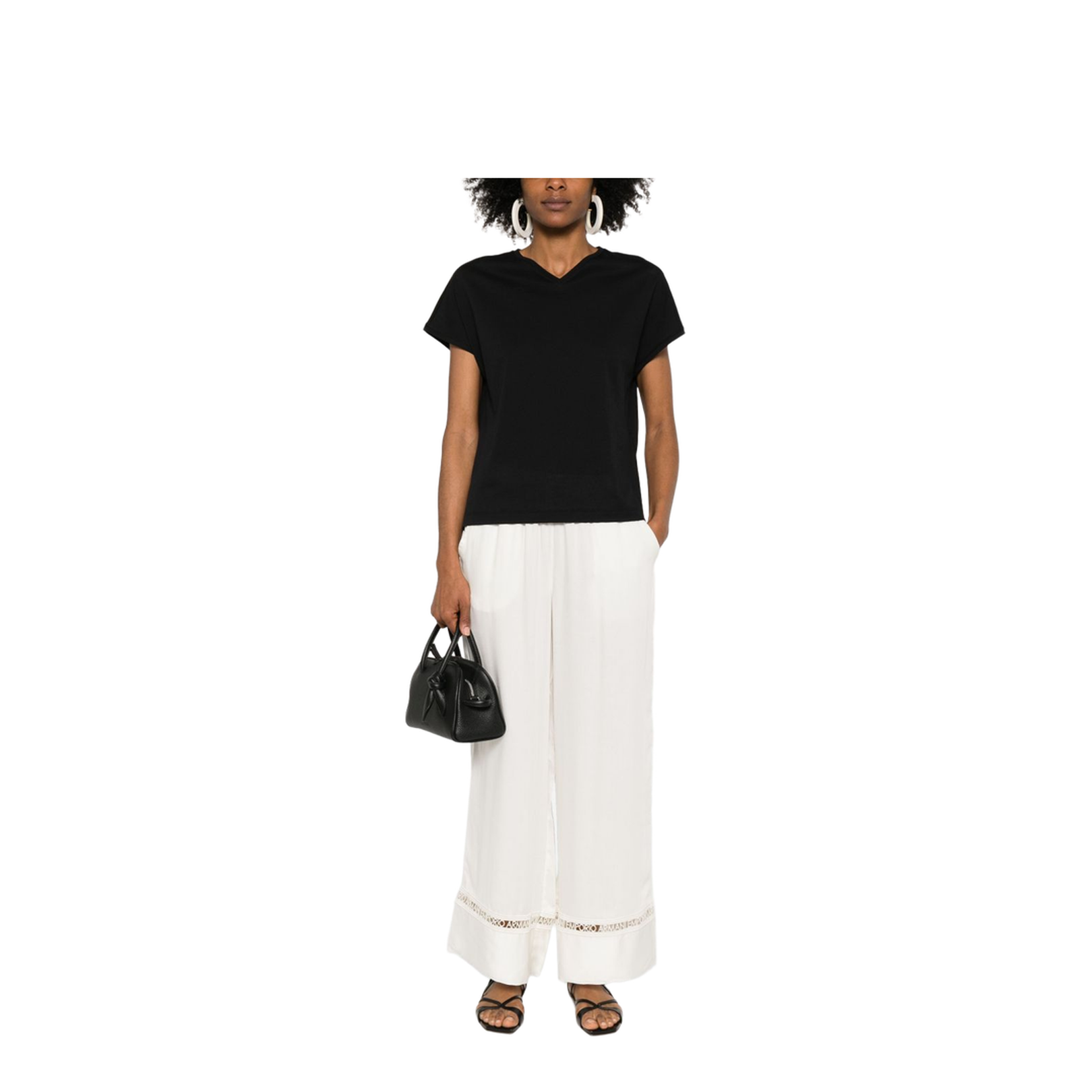 White Elasticated Waistband with Cut-Out Detailing