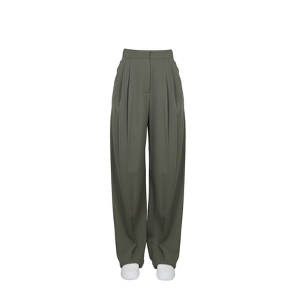 Wide Leg Trousers - Dark Green