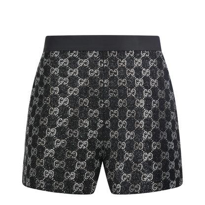 Embroidered Wool Tweed Lamé Shorts
