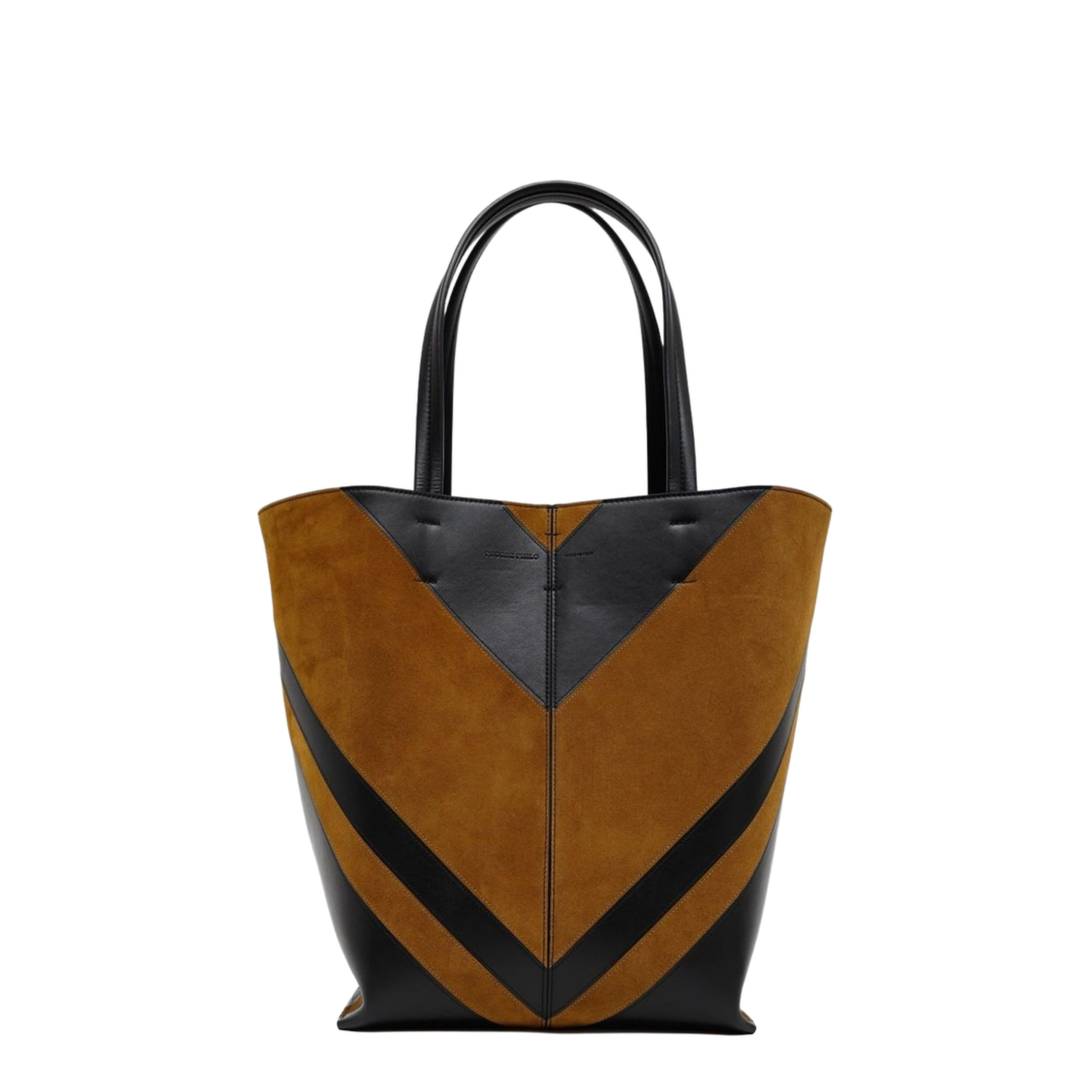 Pot Cabas Calfskin & Suede Tote - Black/Toffee