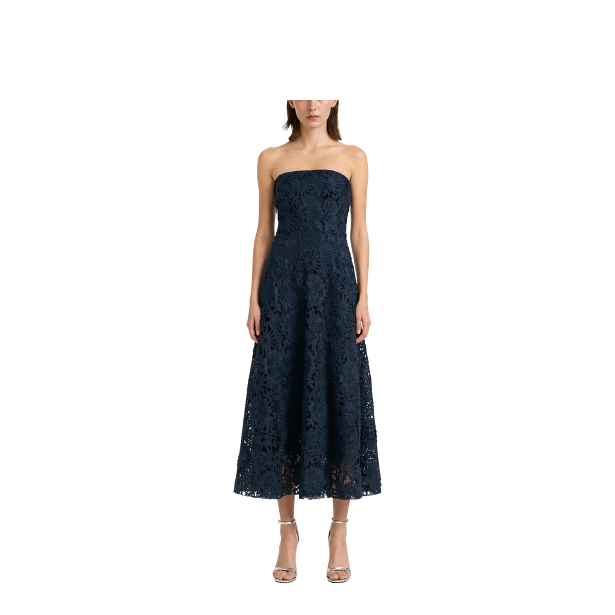 3D Lace Flared Midi Dress
