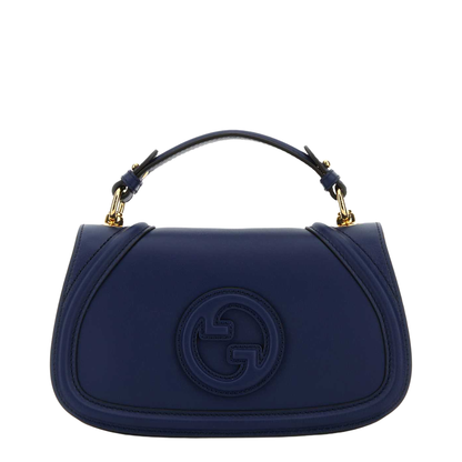 Blondie Medium Top Handle Bag in Blue Leather