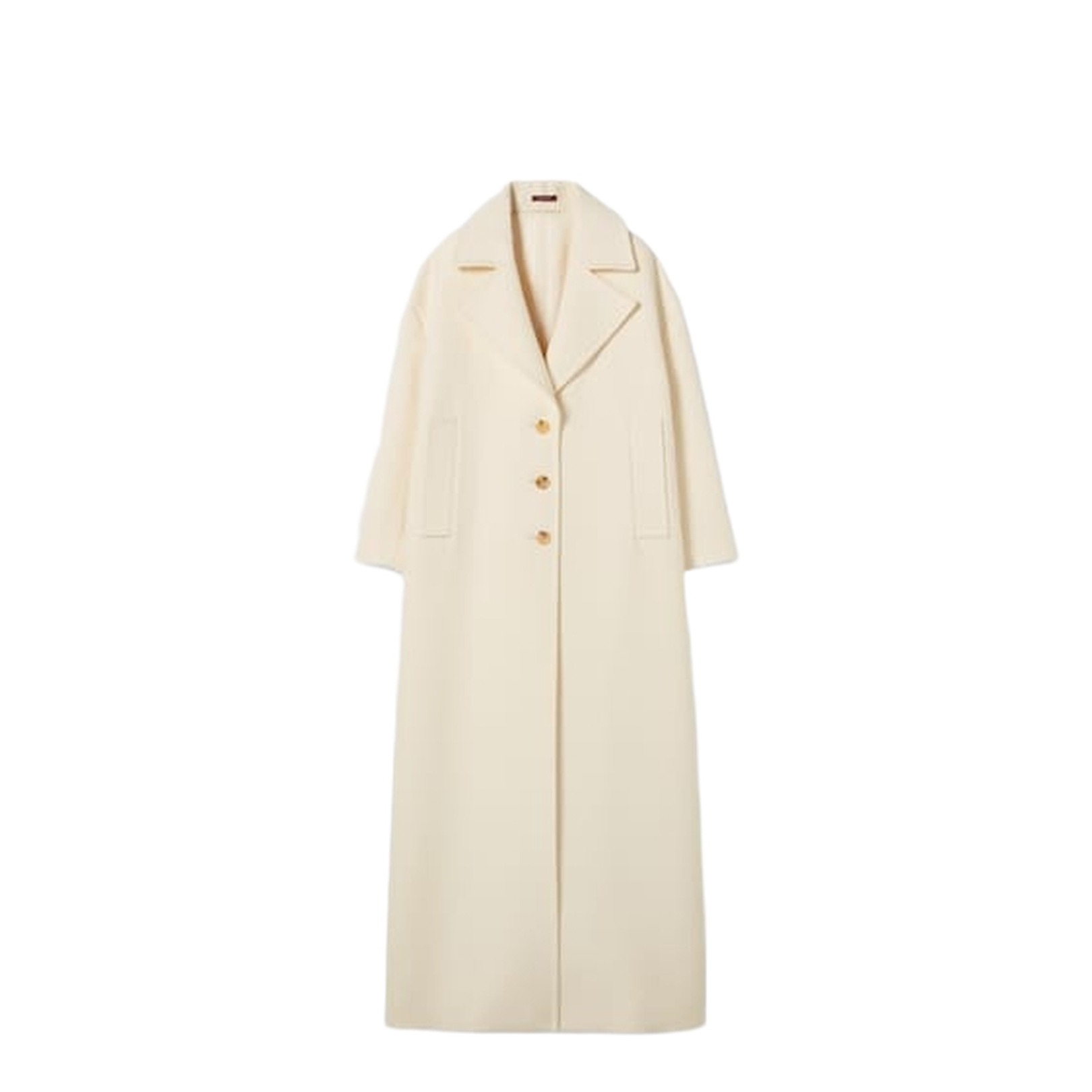 Silk Wool Crêpe Single-Breasted Coat in Off White