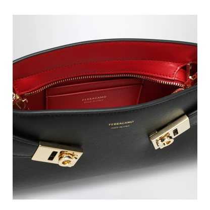 MAYFEYR - Ferragamo - Hug Black Red Calfskin Mini Crossbody Bag - 0774628LENF