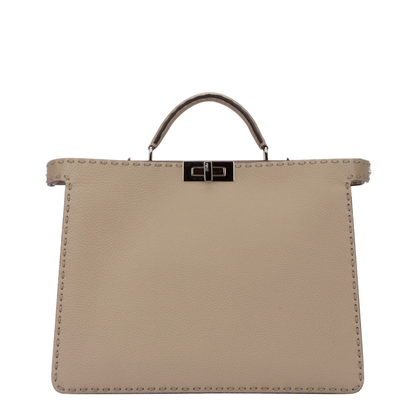 Peekaboo ISeeU Medium Canvas Top Handle Bags - Beige