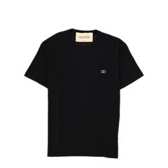 Black Cotton T-Shirt With Vlogo Embroidery